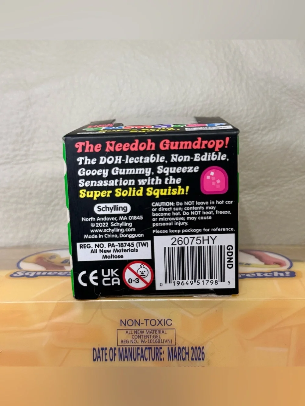 Needoh Schylling Purple Gum Drop & Sunny Days Sqeeeze Jumbo Butter Squishy